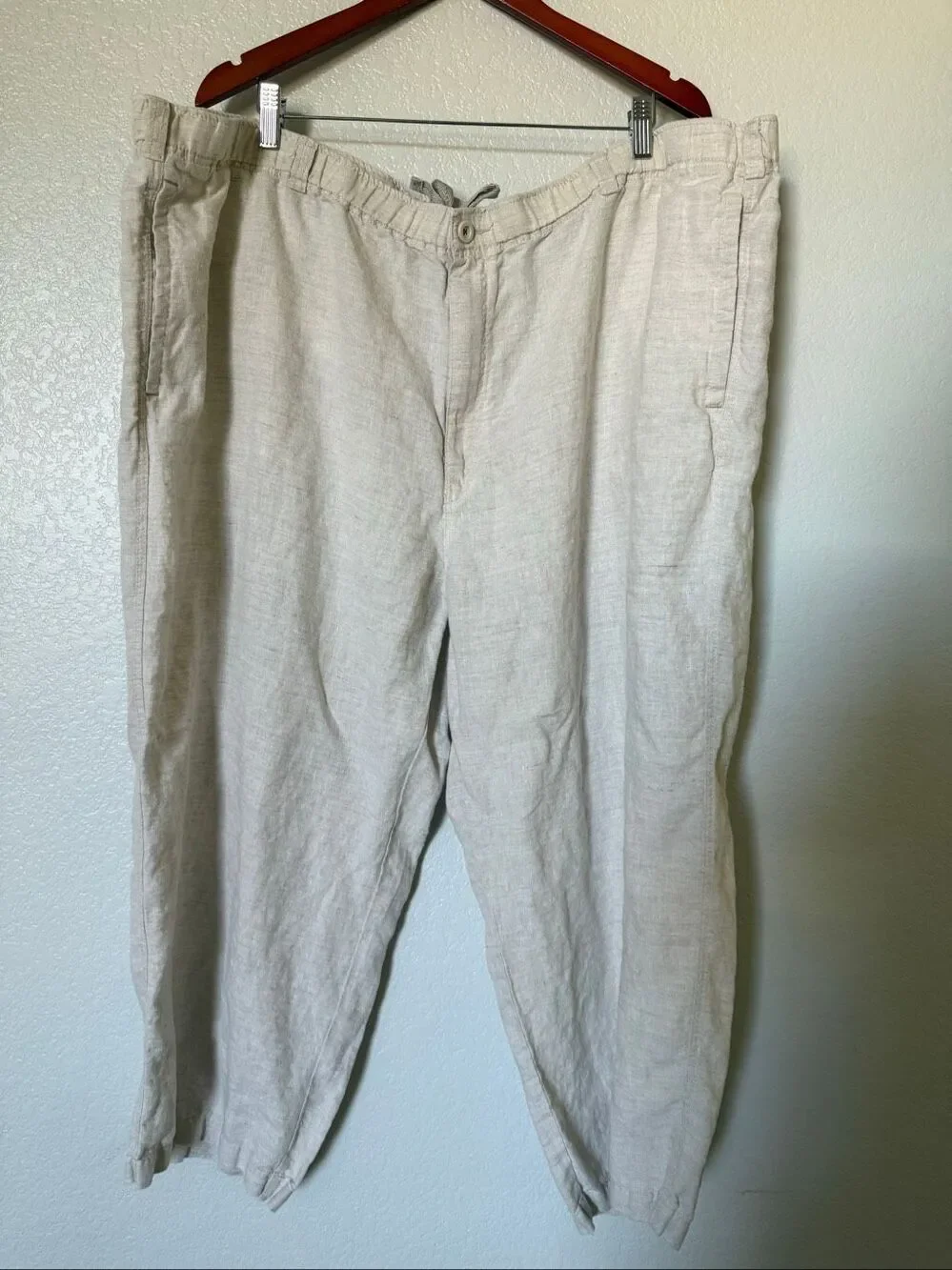 Tommy Bahama Relax 3XB 100% Linen Pants Beige Drawstring Casual